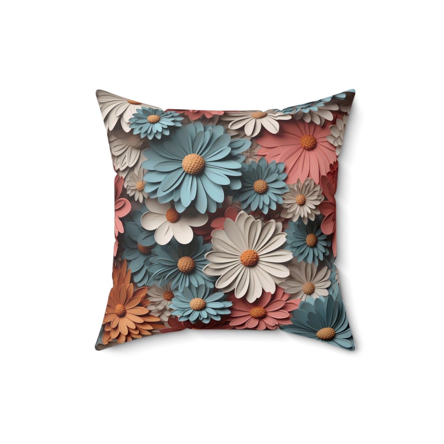 Floral Accent Square Pillow - "The Word of our God stands forever" - Coral Pink