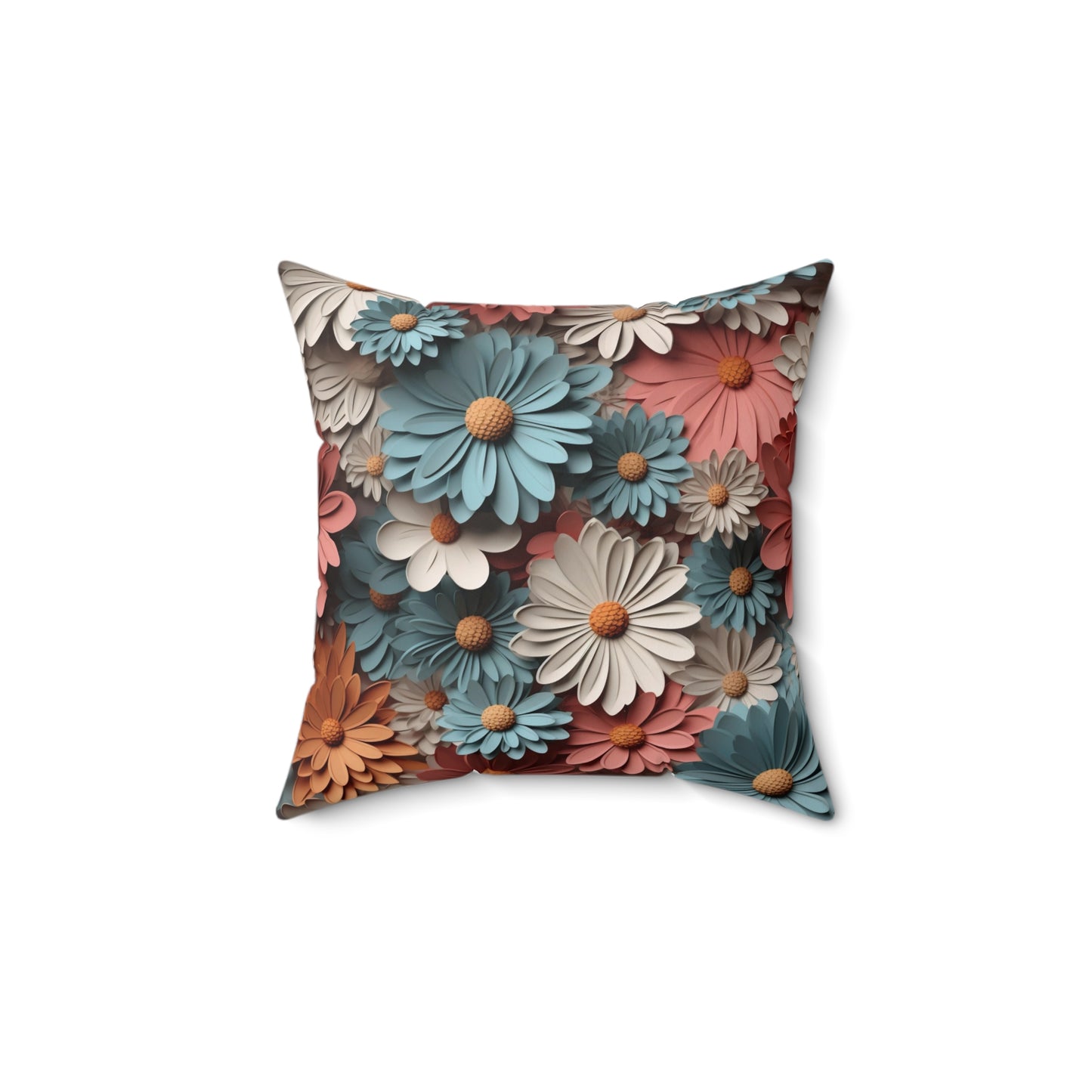 Floral Accent Square Pillow - "The Word of our God stands forever" - Coral Pink
