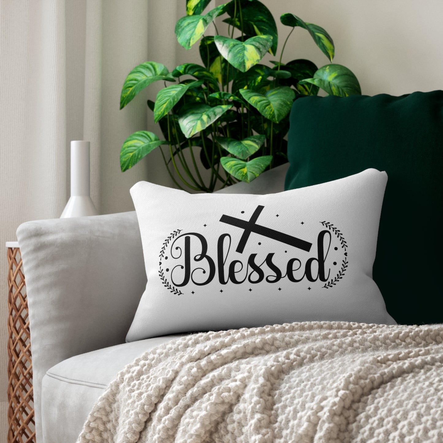 "Blessed" Polyester Lumbar Pillow