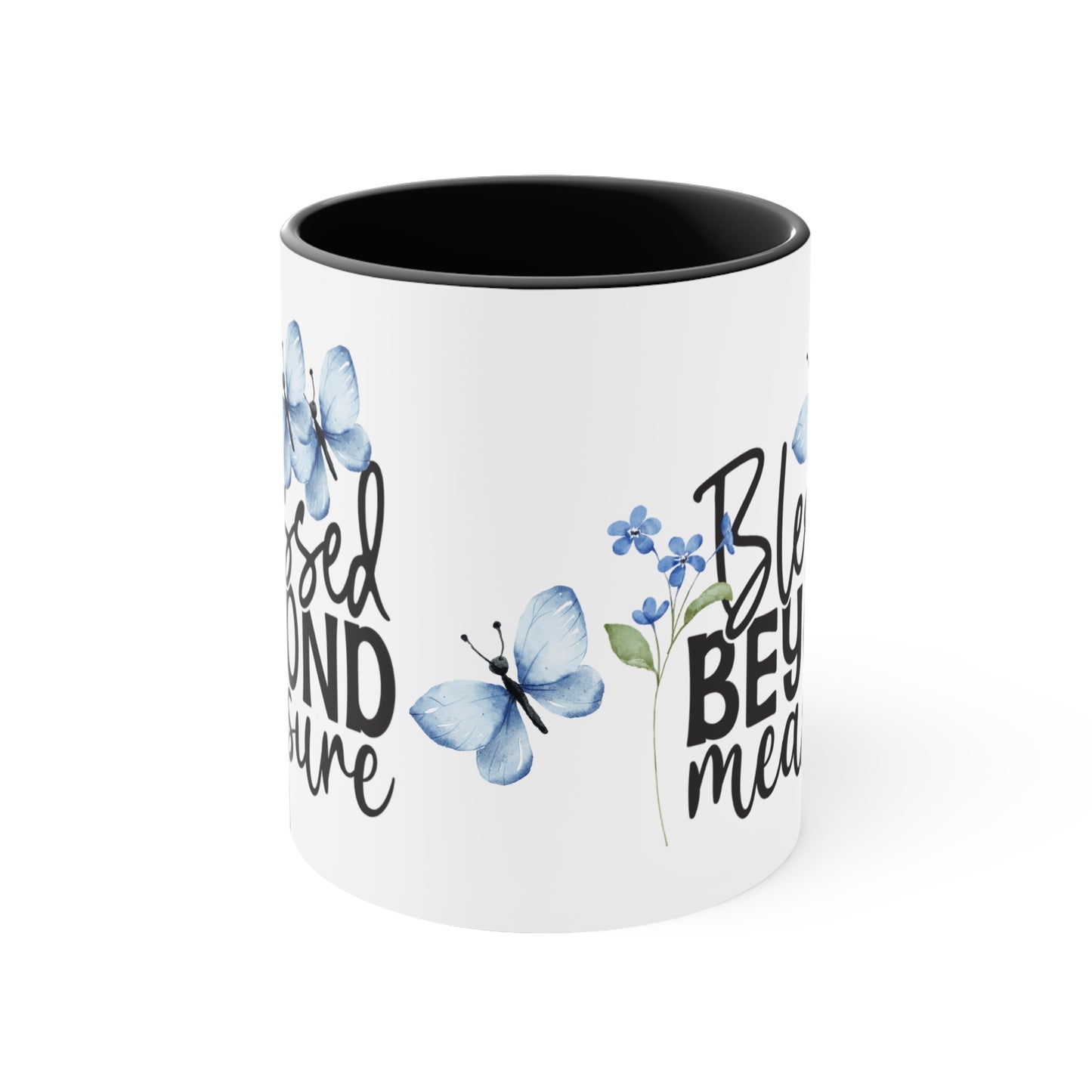 "Blessed Beyond Measure" - Butterfly Accent Coffee Mug, 11oz