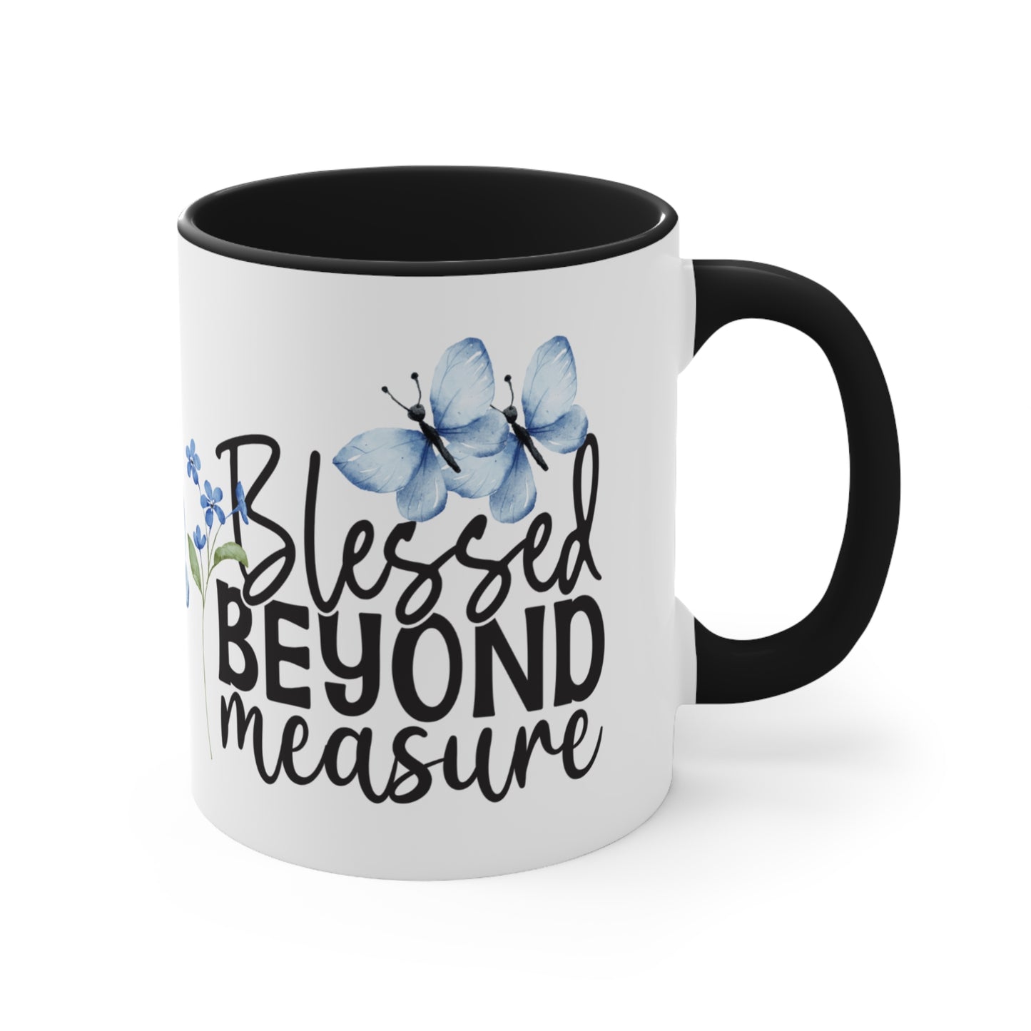 "Blessed Beyond Measure" - Butterfly Accent Coffee Mug, 11oz