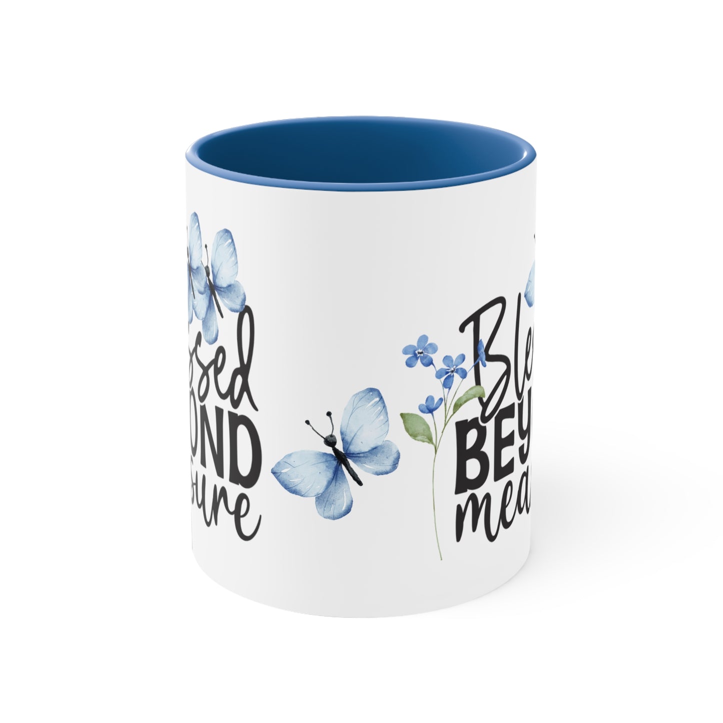 "Blessed Beyond Measure" - Butterfly Accent Coffee Mug, 11oz