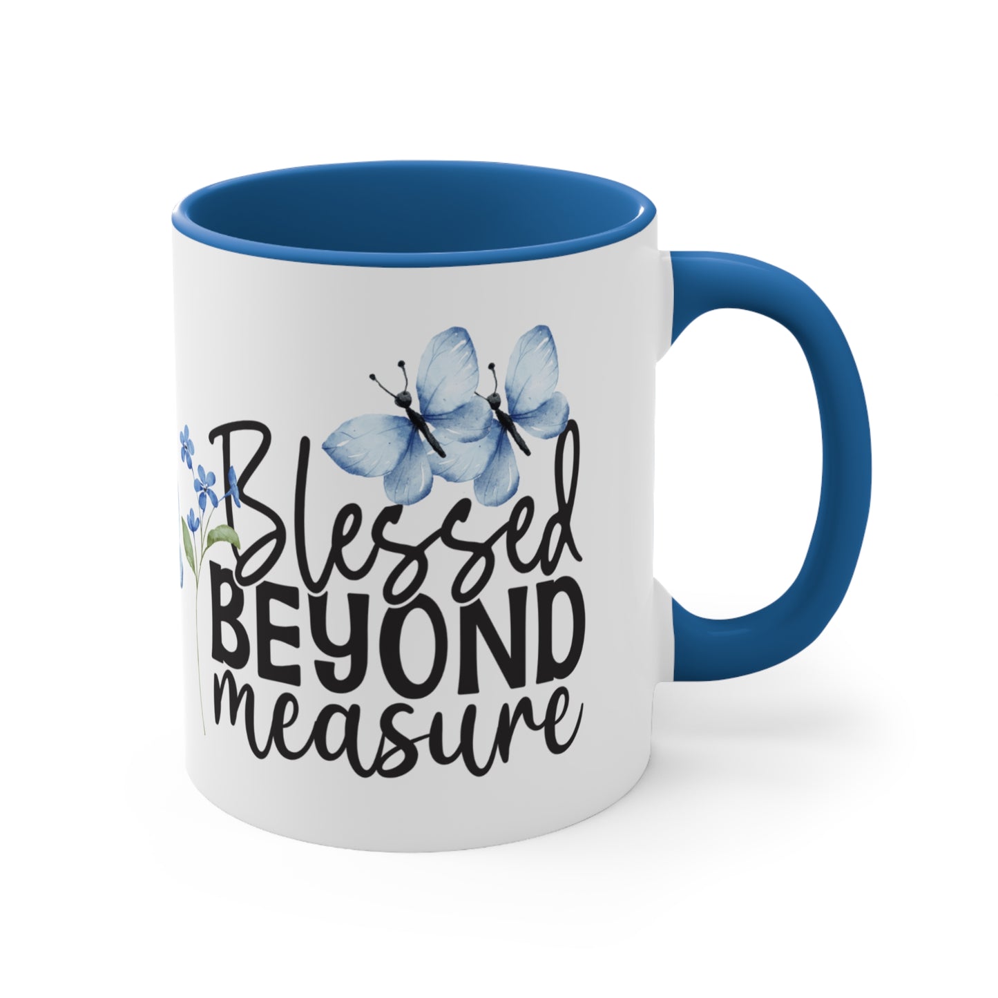 "Blessed Beyond Measure" - Butterfly Accent Coffee Mug, 11oz