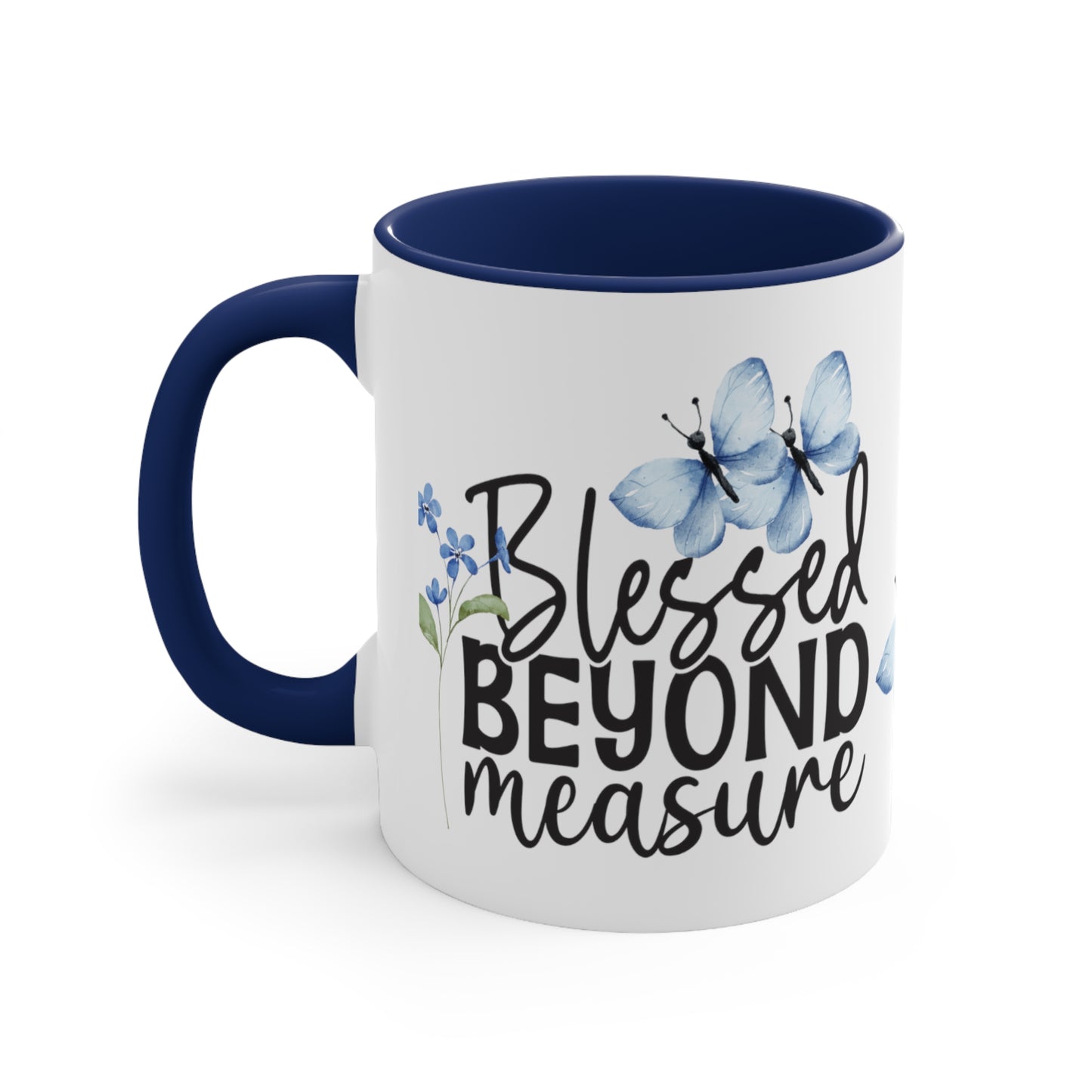 "Blessed Beyond Measure" - Butterfly Accent Coffee Mug, 11oz