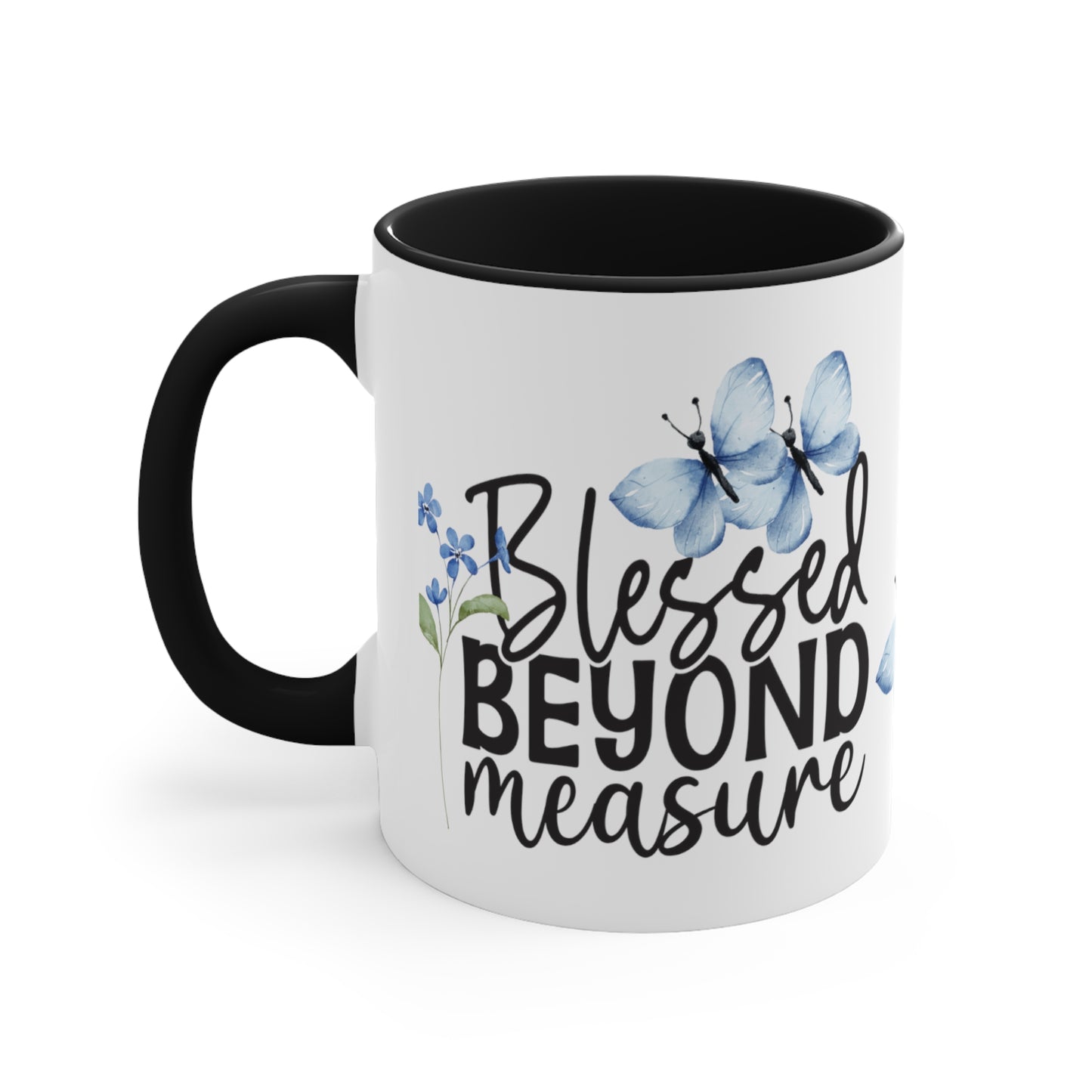 "Blessed Beyond Measure" - Butterfly Accent Coffee Mug, 11oz