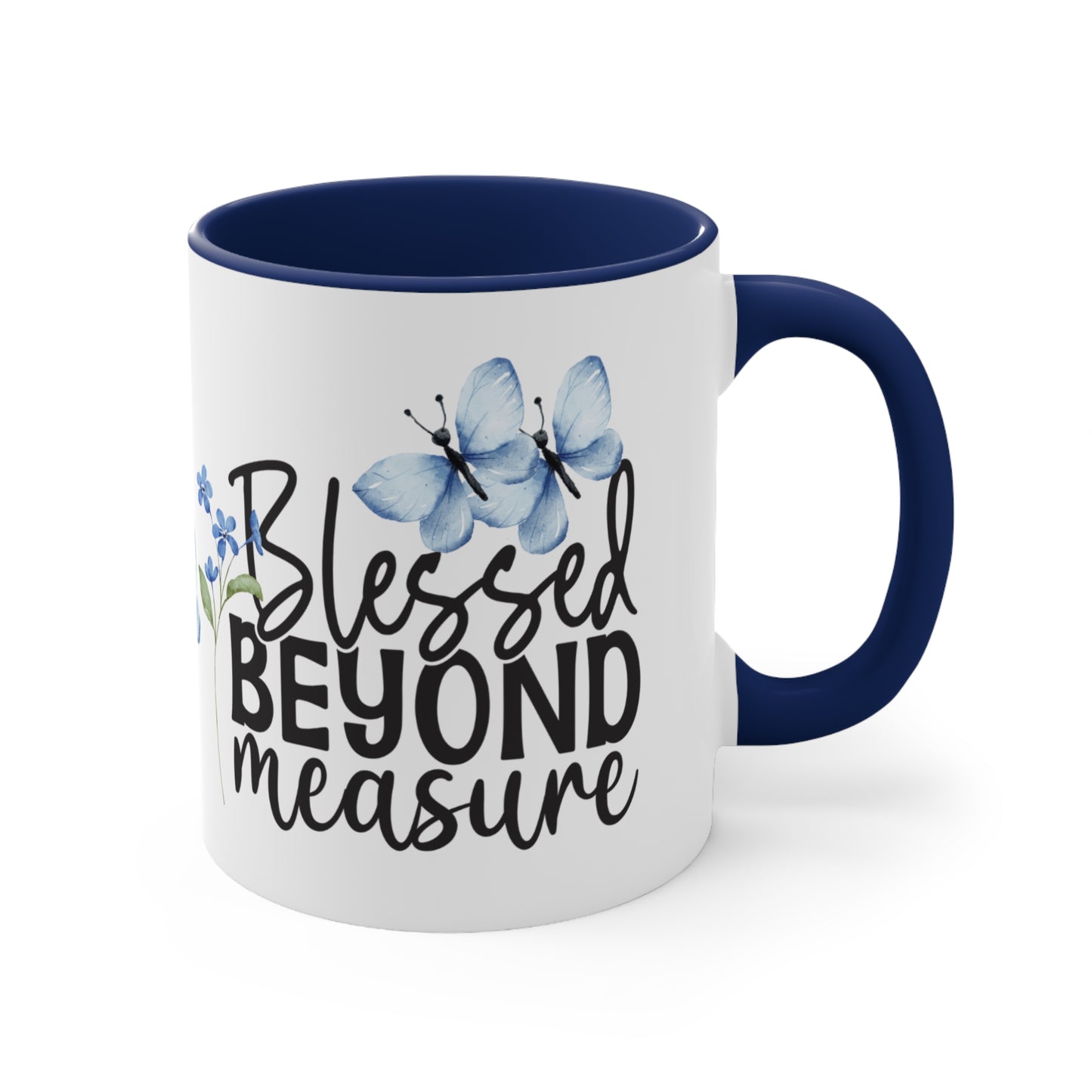 "Blessed Beyond Measure" - Butterfly Accent Coffee Mug, 11oz