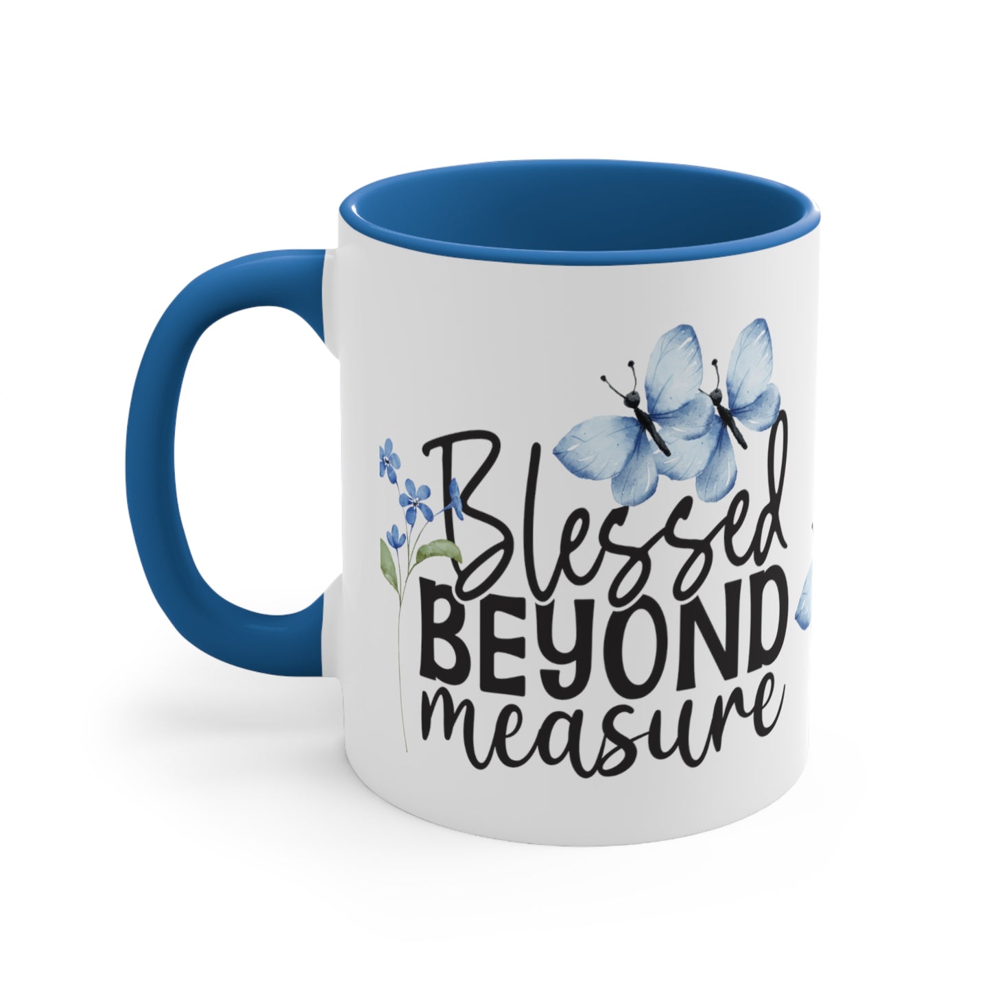 "Blessed Beyond Measure" - Butterfly Accent Coffee Mug, 11oz