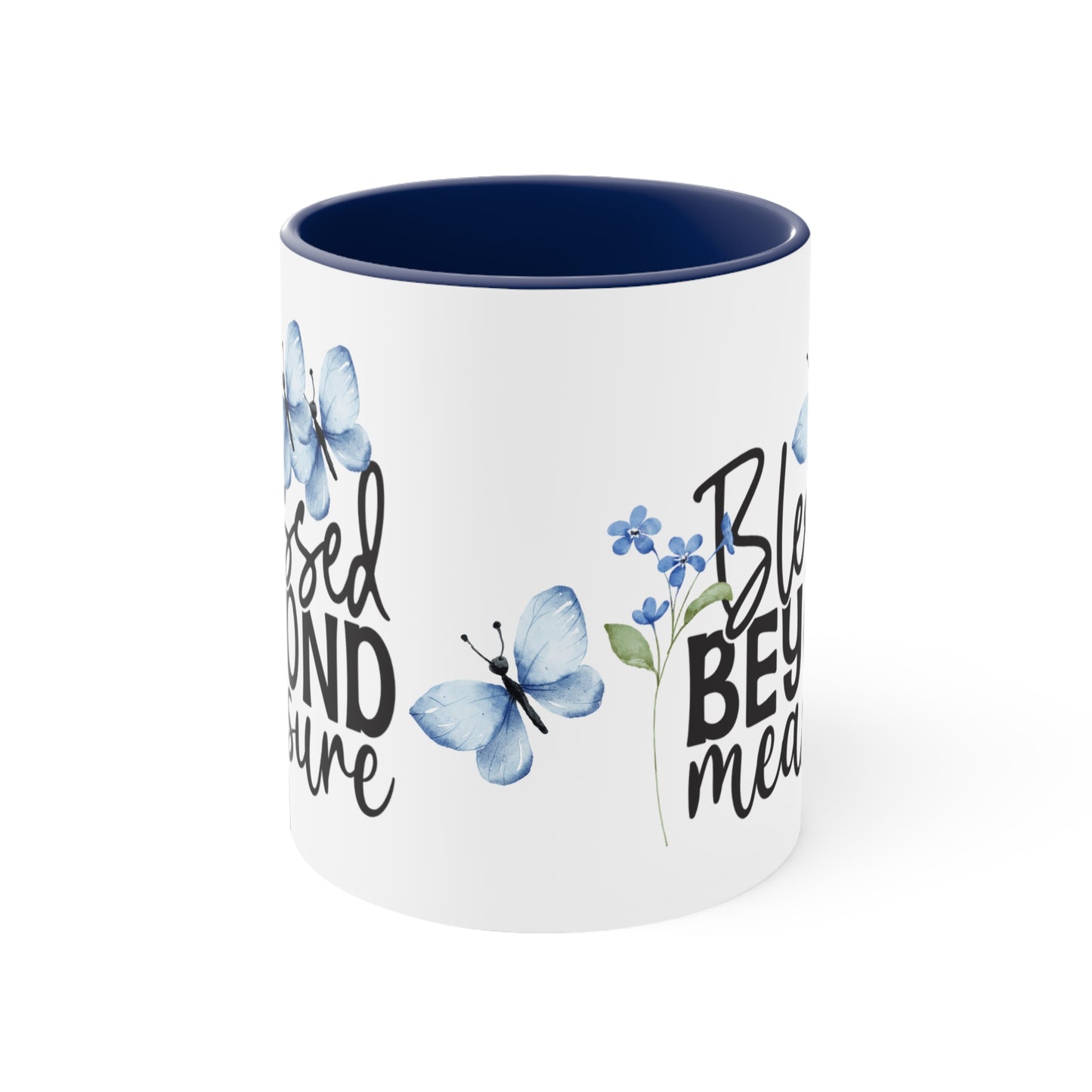 "Blessed Beyond Measure" - Butterfly Accent Coffee Mug, 11oz