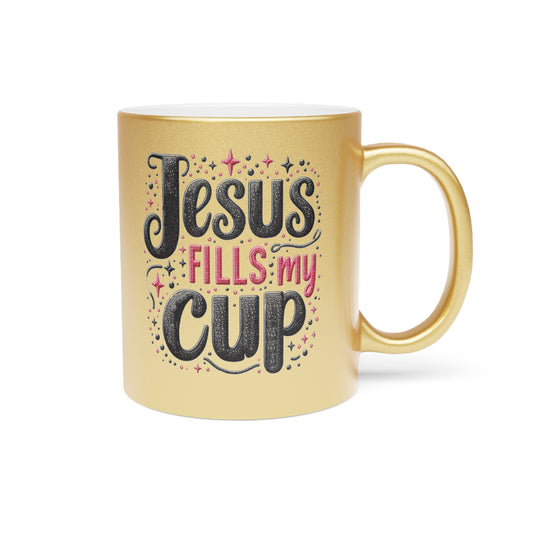 "Jesus Fills My Cup" Metallic Mug (Gold)